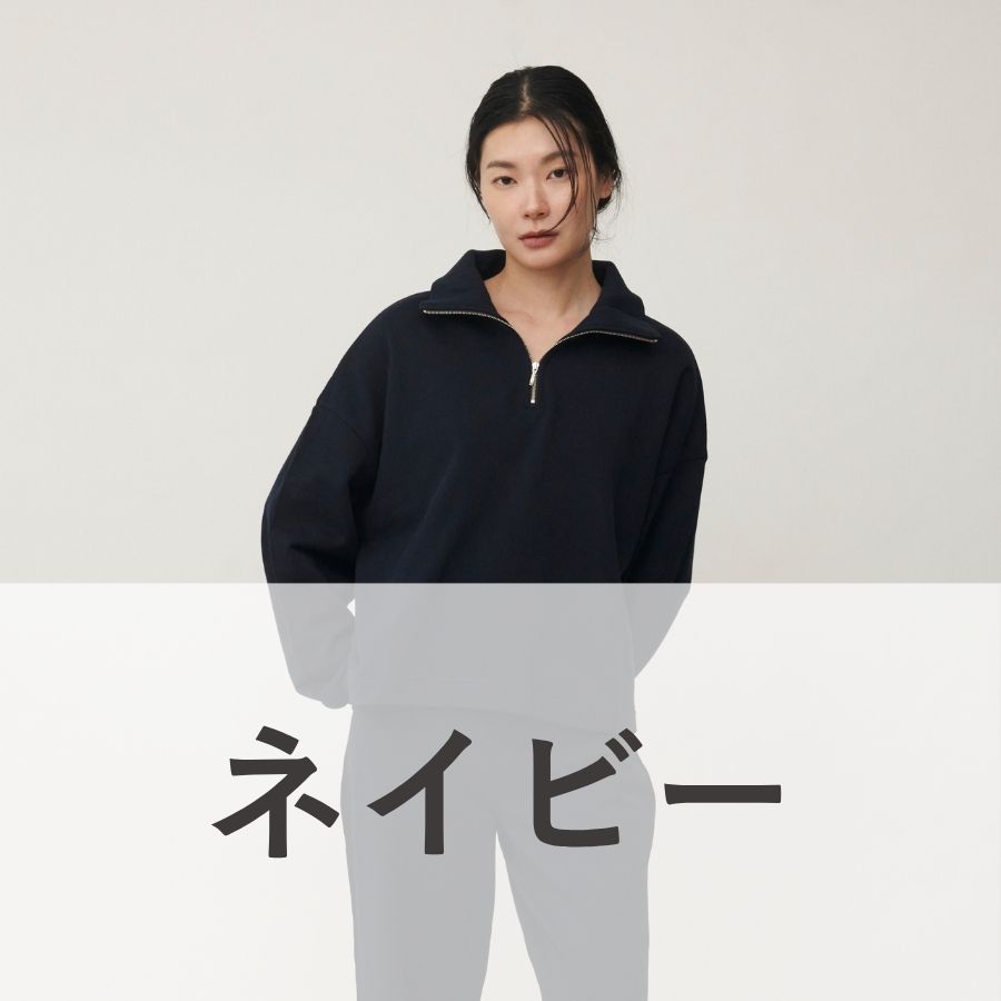 lounge WRAY ハーフジップスウェットプルオーバー ネイビー