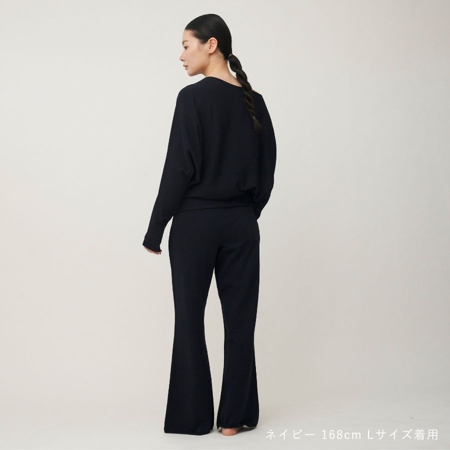 lounge WRAY ハイウエストエアリーニットパンツ ネイビー