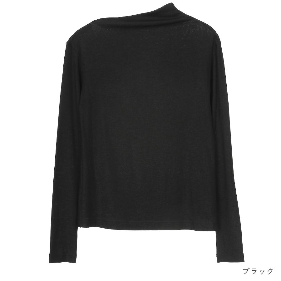 lounge WRAY ソフトタッチアシンメトリーカットソー ブラック
