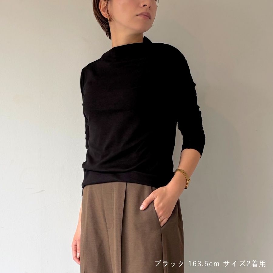 lounge WRAY ソフトタッチアシンメトリーカットソー ブラック