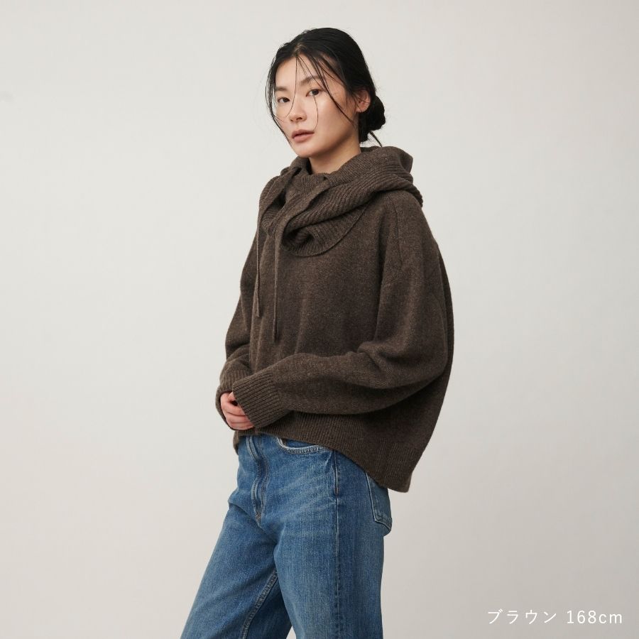 lounge WRAY ウールカシミヤフードネックウォーマー ブラウン