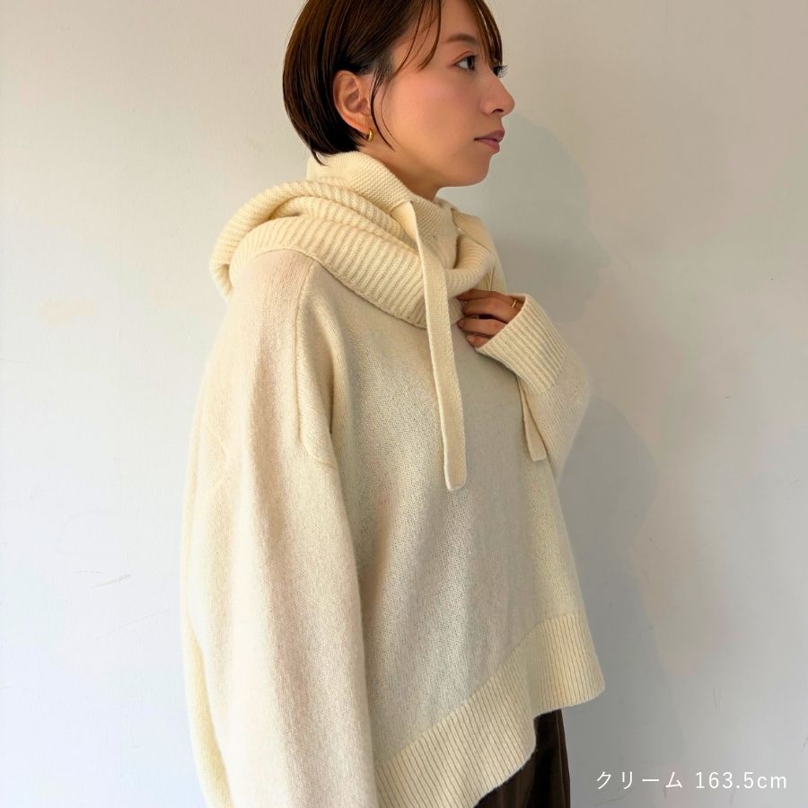 lounge WRAY ウールカシミヤフードネックウォーマー クリーム
